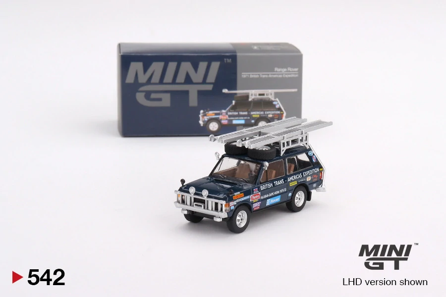 MiniGT #542 Range Rover 1971 British Trans-Americas Expedition (VXC-868K)