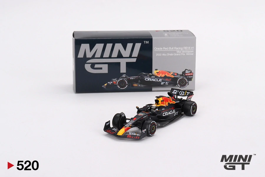MiniGT #520 Oracle Red Bull Racing RB18 #1   Max Verstappen  2022 Abu Dhabi Grand Prix  Winner