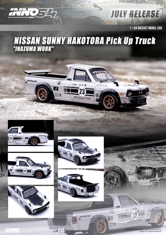 Nissan Sunny HAKOTORA Pick Up Truck "INAZUMA WORK" 1:64 INNO64
